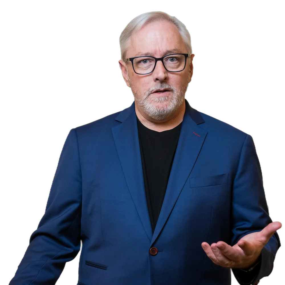 Marc A. Pitman, CSP, nonprofit executive coach, gesturing as if listening and asking a question